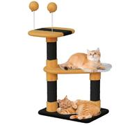 Dogat Cat Tree, 79cm Climbing Tower - Cat Activity Centre with Sisal Scratching Post, Interactive Toy Ball, Cozy Condo for Indoor Cats (Yellow and Black)