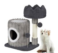 Dogat Small Cat Tree 21in, Kitten Scratching Post for Indoor Cats, Cat Tower with Ampio Cave, Top Perch and 2 Play Balls, Cat House, Cat Activity Center, Grey