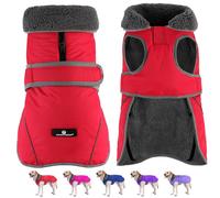 Dogcheer Dog Coat, Christmas Dog Jacket Waterproof Dog Winter Coat for Cold Weather, Reflective Dog Winter Jacket Warm Turtleneck Dog Snow Jacket Fleece Sweater for Small Medium Large Dogs(Red, S)