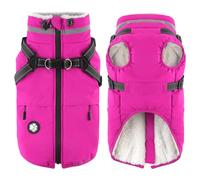 Dogcheer - Dog Jacket with Harness, Waterproof Dog Jacket, Winter Pet Jacket with Pockets, Reflective High Neck Fleece Jacket for Small Dogs