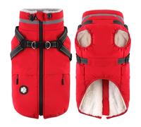 Dogcheer - Dog Jacket with Harness, Waterproof Dog Jacket, Winter Puppy Jacket Christmas with Pocket, Reflective Turtleneck Vest for Small Dogs