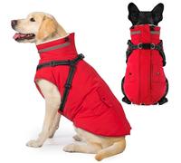 Dogcheer - Dog Jacket with Harness, Waterproof Dog Jacket, Winter Puppy Jacket Christmas with Pockets, Reflective Dog Winter Jacket for Small Medium Dogs