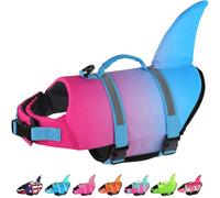 Dogcheer Dog Life Jacket, Cute Shark Dog Life Vest for Swimming Boating with Superior Buoyancy and Rescue Handle, Adjustable Puppy Swim Vest for Small Medium Large Dogs - Gradient Red Blue, L