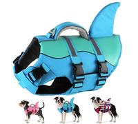 Dogcheer Dog Life Jacket Shark, Neoprene Harness Dog Life Vest with Lift Handle, Reflective Adjustable Pet Swim Float Vest for Small Medium Large Dogs - Blue, S