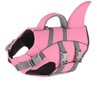 Dogcheer Harness-Style Dog Life Jacket Shark, Reflective American Flag Dog Life Vest for Swimming Boating, High Buoyancy Pet Swim Vest for Small Medium Large Dogs - Light Pink,S
