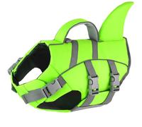 Dogcheer Shark Fin Dog Life Jacket, Adjustable Dog Harness Life Vest for Swimming Boating, Reflective Puppy Swim Vest Pet Flotation Device for Small Medium Large Dogs - Green,S