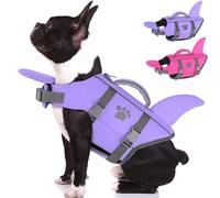 Dogcheer Shark Fin Dog Life Jacket, High Buoyancy Dog Life Vest with Chin Float for Swimming Boating, Adjustable Puppy Float Swim Vest for Small Medium Large Dogs -Taro Purple,M