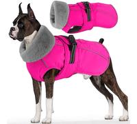 Dogcheer - Waterproof Dog Jacket Christmas Jacket with Pocket Reflective Adjustable Puppy Jacket Winter Warm Stand Collar Pet Jacket Snow Jacket