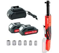 DogChrymion 20V 3/8'' Extended Cordless Electric Ratchet Wrench Set,Brushless,Variable Speed Trigger,Power Ratchet Tool Kit with 2 * 2.0batteries