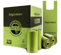 DogCrates+ Dog Poo Bags - 270 Leak Proof and Extra Thick Biodegradable Eco Poop Bags with Tie Handles, 15 Bags on a Roll, 18 Dispenser Refil