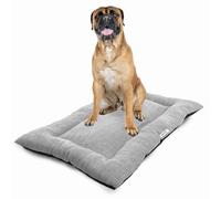 DogCrates+ Extra Large Washable Dog Bed - Soft Comfortable Cushion Mat with Anti-Slip Bottom, Collapsible and Durable, Grey