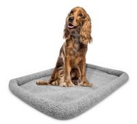 DogCrates+ Large-Sized Comfort: Grey Faux Fur Dog Crate Bedding