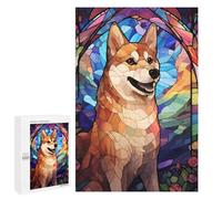 Doge Dog Stained Glass, 1000 PCS Displayable Picture Puzzle, New Year Puzzle Gift, for Screen-Free Relaxation at Home