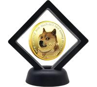 Dogecoin Coins Commemorative Physical Doge Coins Cryptocurrency Meme Shiba Inu Gold Plated Doge Coins Limited Edition Collectible Hobby Virtual Coins with Protective Case and Display Case (2PCS)