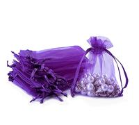 DoGeek 60 Purple Organza Gift Bags Small Jewelry Pouches Sheer Drawstring Pouches, Mesh Candy Favour Bag for Wedding Party Festival Game (9 x 7CM, Purple)