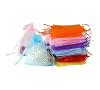 DoGeek 60 Small Organza Gift Bags 10 Color Jewelry Pouches Sheer Drawstring Pouches, Mesh Candy Favour Bag for Wedding Party Festival Game (9 x 7CM, Multicolor)