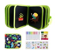 DoGeek Erasable Doodle Books, Double-Sided Kids' Drawing Writing Boards with 12 Coloring Pens, Portable Early Learning Drawing Pad Travel Toys Birthday Gifts for 3-8 Year Old Boys Girls (Dinosaur)