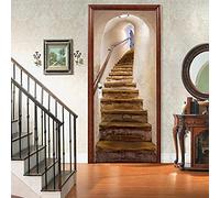Dogggy 2PCS 3D Door Stickers for Interior Doors Three-Dimensional Staircase Stickers Removable DIY Renovation Wallpaper Bedroom Office Bathroom Home Improvement