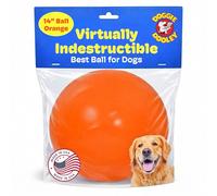 Doggie Dooley Virtually Indestructible Dog Ball - 14 Inch Hard Plastic Interactive Dog Toy for Large Breeds Over 75+ lbs - Built for Herding & Push Play - Floats in Water, Made in USA - Orange