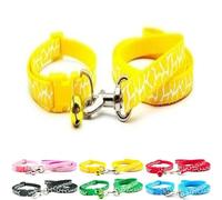 Doggie Style Store Small Dog Puppy Pet Collar and Lead Set Zebra Giraffe Animal Print Design Nylon Adjustable Size 19-32cm Collar with Bell and 120cm Leash Yellow