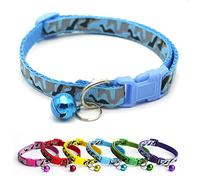 Doggie Style Store Small Dog Puppy Pet Collar Camo Camouflage Design with Bell Nylon Adjustable Size 19-32cm Blue