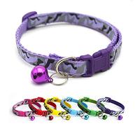 Doggie Style Store Small Dog Puppy Pet Collar Camo Camouflage Design with Bell Nylon Adjustable Size 19-32cm Purple