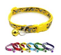 Doggie Style Store Small Dog Puppy Pet Collar Camo Camouflage Design with Bell Nylon Adjustable Size 19-32cm Yellow