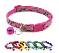 Doggie Style Store Small Dog Puppy Pet Collar Camo Camouflage Design with Bell Nylon Adjustable Size 19-32cm Pink Magenta Rose