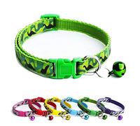 Doggie Style Store Small Dog Puppy Pet Collar Camo Camouflage Design with Bell Nylon Adjustable Size 19-32cm Green