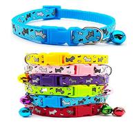 Doggie Style Store Small Dog Puppy Pet Collar Scotty Dogprint Design with Bell Nylon Adjustable Size 19-32cm Blue