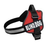 Doggie Stylz Blind Dog Vest Harness with Removable Patches and Reflective Trim. Comes with 2 Blind Dog Reflective Hook and Loop Patches. Measure Dogs Girth Before Purchase (Girth 19”- 25" Red)