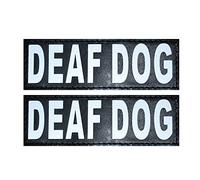 Doggie Stylz Set of 2 Reflective Deaf Dog Removable Patches with Hook Backing for Working Dog Harnesses & Vests. Durable and Interchangeable - Comes in 3 Sizes Small, Medium and Large