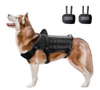 Doggie Stylz Tactical Dog Harness for Large Dogs, No Pull Adjustable Military Service Dog Vest with Handle, Reflective MOLLE Panels for Training, Walking, Hunting, K9 Working Dog Vest with 2 Pouches