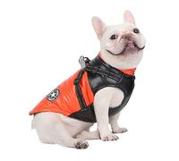 DoggieKit Dog Cat Coats Jackets Dogs Underbelly Harness attached Warm Vest Winter Reflective Cotton Outfit Clothes Safety Waterproof Pet Coat For Small Medium Large Dogs (M, Orange)