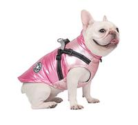DoggieKit Dog Cat Coats Jackets Dogs Underbelly Harness attached Warm Vest Winter Reflective Cotton Outfit Clothes Safety Waterproof Pet Coat For Small Medium Large Dogs (XXL, Pink)