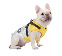 DoggieKit Dog Cat Coats Jackets Dogs Underbelly Harness attached Warm Vest Winter Reflective Cotton Outfit Clothes Safety Waterproof Pet Coat For Small Medium Large Dogs (S, White)