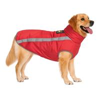 DoggieKit Dog Coat Waterproof Dog Jacket Cold Weather Reflective Dogs Clothes with Fleece Lining Pet Puppy Warm Vest Coats Soft Padded Harness for Small Medium Large Dogs,Adjustable with Harness Hole