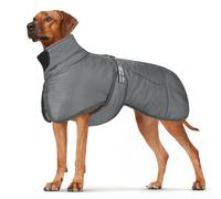DoggieKit Dog Coats WaterProof Windproof Warm Winter Safe Threaded Reflective Strips Jacket for Medium Large Dogs with Harness Hole Puppy Pet Cold Weather Outfit Clothes Vest (Gray, 5XL)