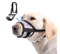 DoggieKit Dog Muzzle with Elastic Neck Collar,Soft Breathable Mesh Muzzles with Adjustable Velcro for Puppy Small Medium Large Dogs,Dog Mouth Cover Prevent for Barking Chewing (Black/Gray, XL)
