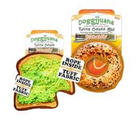 Doggijuana Cafe Combo Refillable Juananip Toy Bundle | Avocado Toast & Everything Bagel | Funny Dog Toy Plush with Catnip and Refill | Interactive Chew for Play