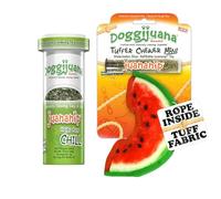 Doggijuana Mini Doggi Duo Refillable Juananip Toy Bundle | Watermelon Slice & Juananip | Funny Dog Toy Plush with Catnip and Refill | Interactive Chew for Play