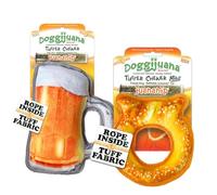 Doggijuana Mini P & Beer Bundle | Squeaky Refillable Plush Toy, 2 Pack