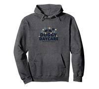 Doggy Daycare Professional Pet Paw Logo Pullover Hoodie, Adult Unisex, Dark Heather Grey, L