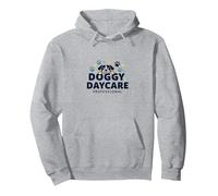 Doggy Daycare Professional Pet Paw Logo Pullover Hoodie, Adult Unisex, Heather Grey, L