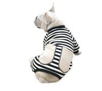 Doggy Dog Sweatshirt Clothes Sweater Striped With Pocket Puppy Comfortable Holiday Yorkshire(Black,2XL)