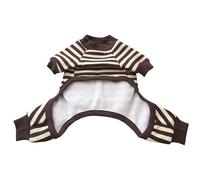 Doggy Dog Sweatshirt Clothes Sweater Striped With Pocket Puppy Comfortable Holiday Yorkshire(Brown,S)
