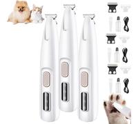 Doggy Kings Paw Trimmer, 3 in 1 Electric Dog Trimmer, Rechargeable Waterproof with Led Light, Suitable for Pet Paws, Ears, Rump, Face, Eyes (3 Set)