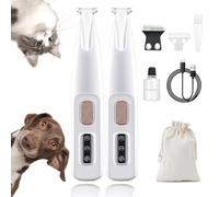 Doggy Kings Trimmer, Doggykings 3 in 1 Electric Dog Trimmer, Rechargeable Waterproof with LED Light, Low Noise for Trimming Dog's Hair Around Paws, Eyes, Ears, Face, Rump (White, 2)