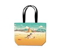 Doggy On A Beach Holiday Beach Shopper Tote Bag Warren Reed - Designer Yellow One Size