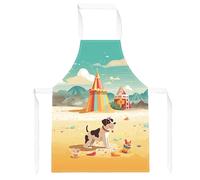 Doggy On A Beach Holiday Junior Apron Warren Reed - Designer Yellow One Size